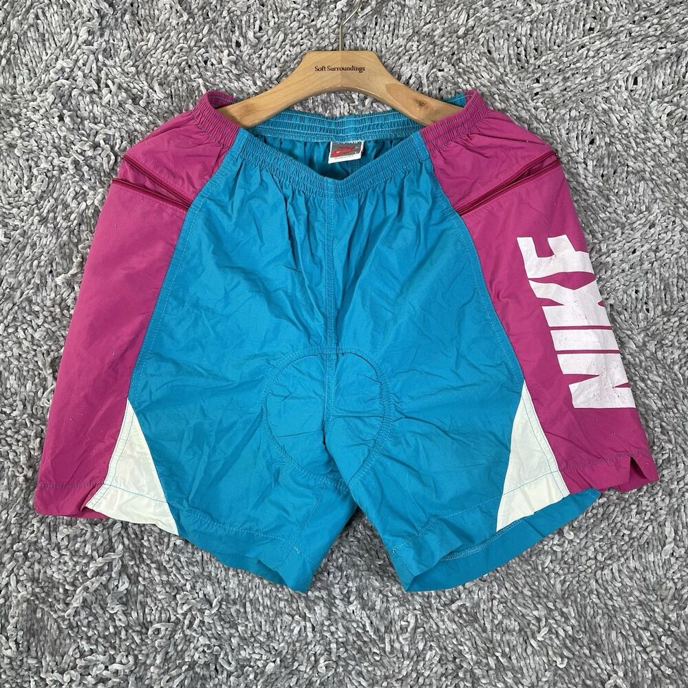 Vintage Nike Activewear Shorts Men's Large Butt Pad Made In USA Colorblock Zip